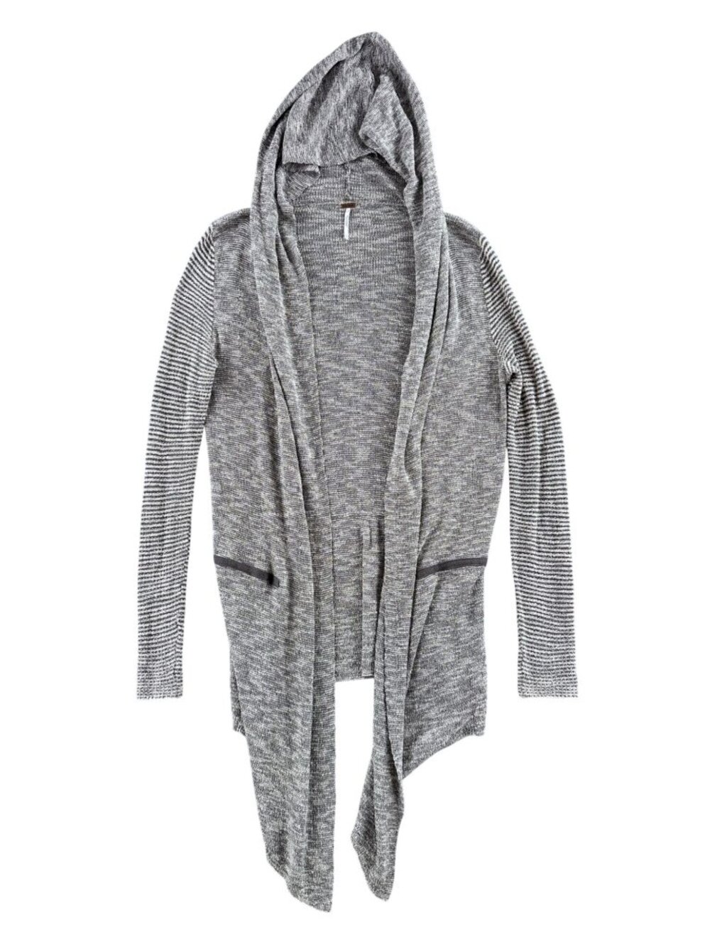 Free People Gray Open Front Hooded Cardigan Sweater Small